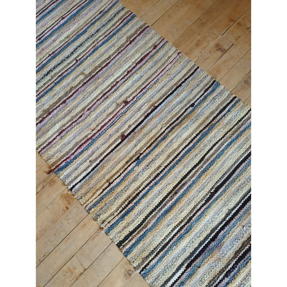 Antique Imported Swedish HandMade Rag Rug Runner‎ (25 x 147 inches )